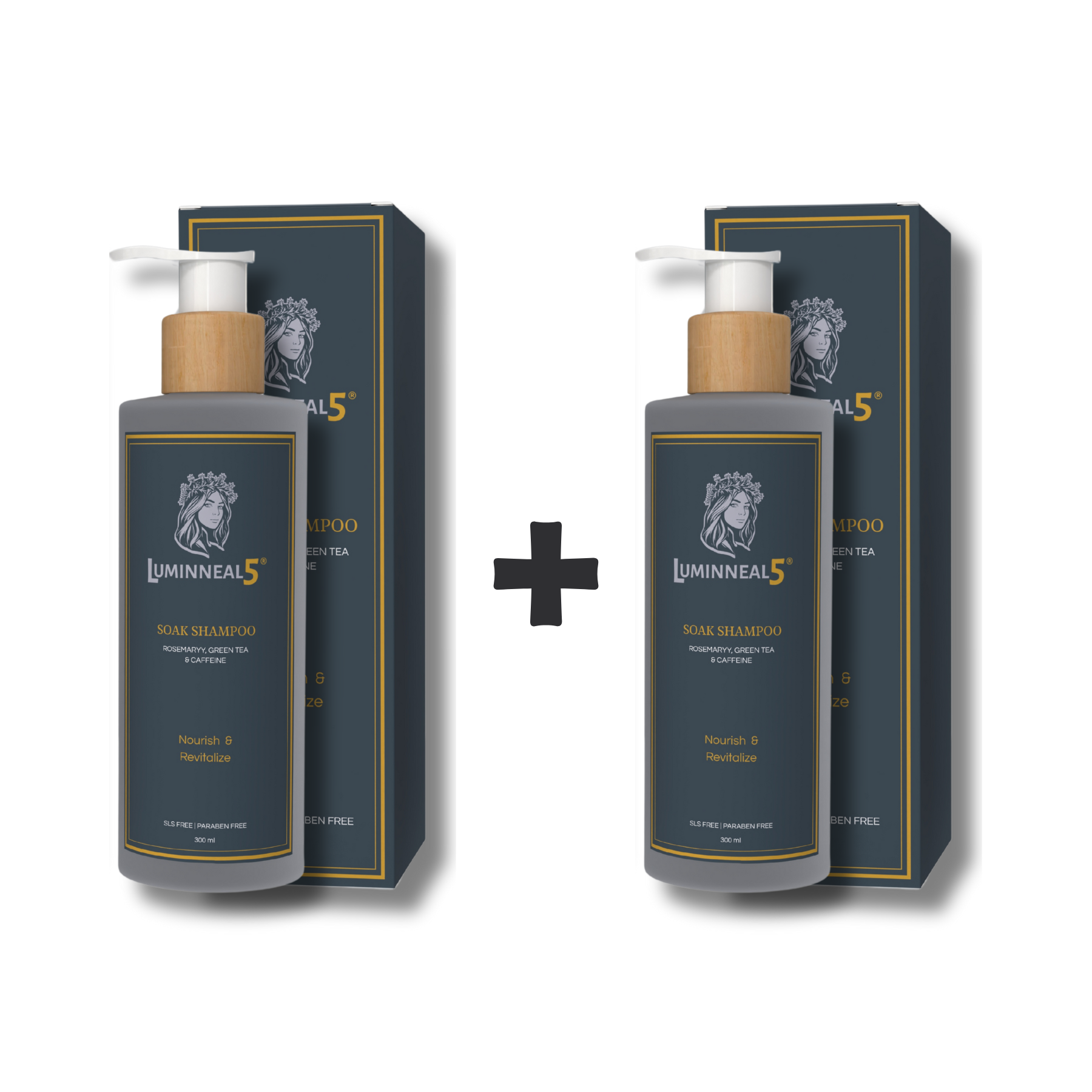 Luminеal5 shampoo bottle and packaging on a white background