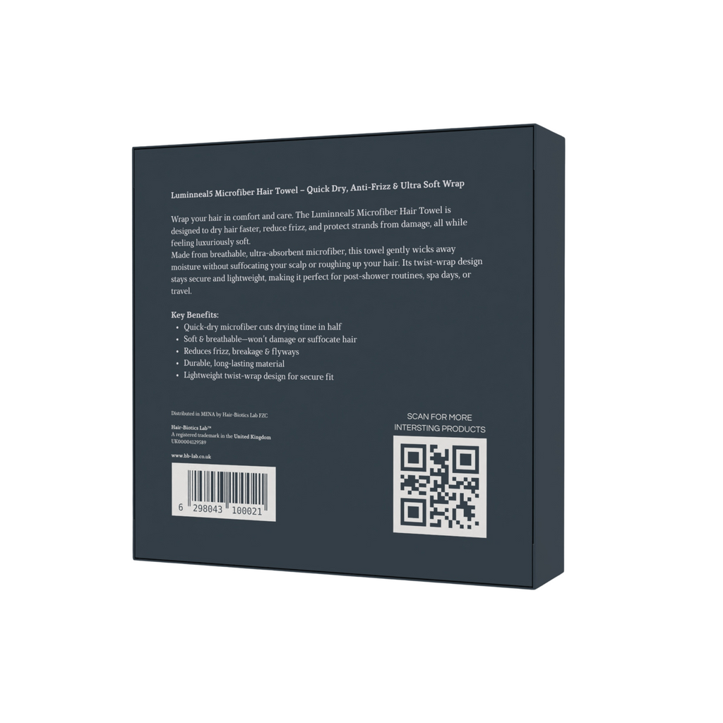 back of Luminneal5 Beige folded microfiber towel  package