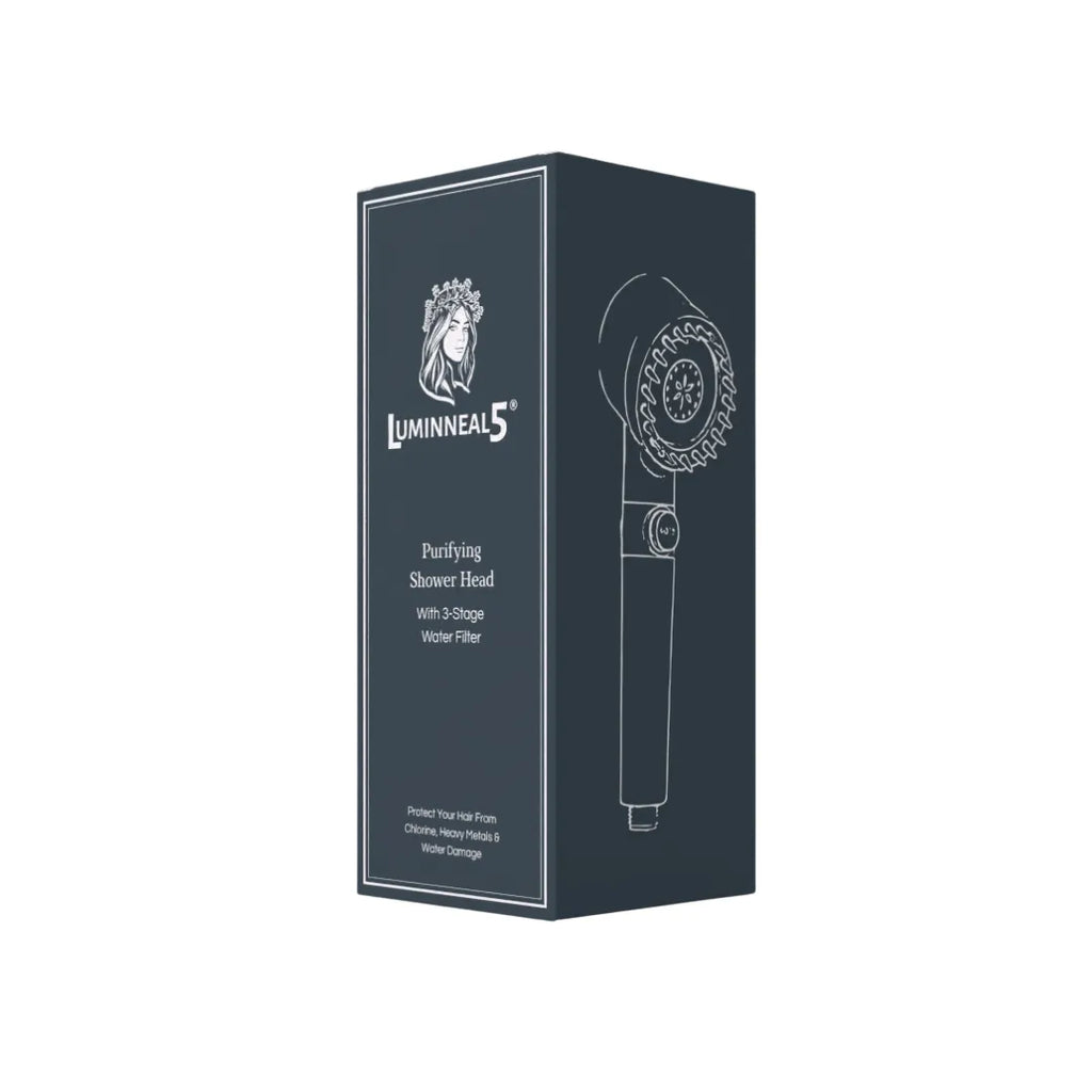 Luminneal5 shower head packaging on a white background Luminneal5 Purifying Shower Head – High Pressure + 3-Stage Hair-Safe Filter Hair-Care vpwvuf-su.myshopify.com Luminneal5 Purifying Shower Head – High Pressure + 3-Stage Hair-Safe Filter Hair-Care vpwvuf-su.myshopify.com